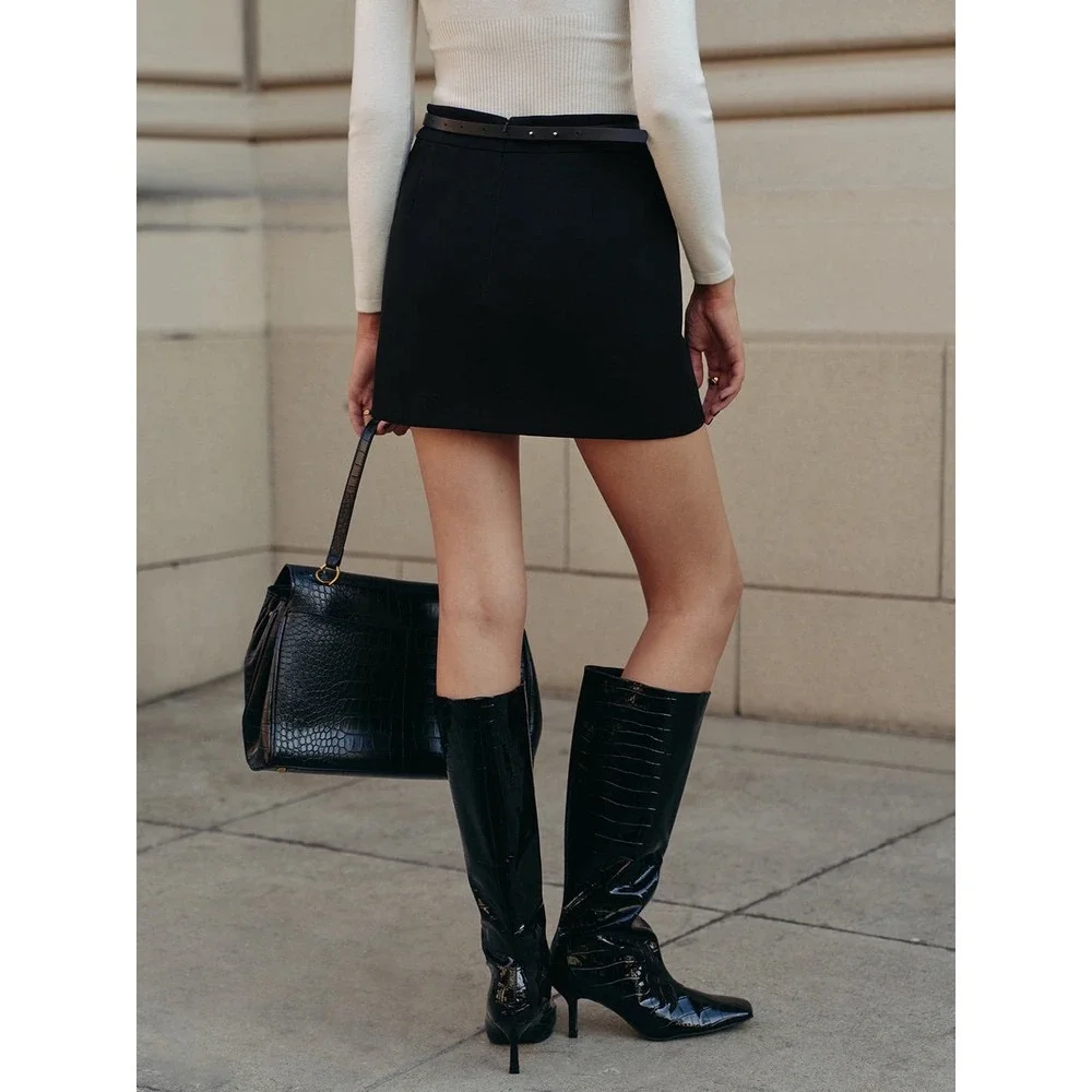 Commense Melt Belted Mini‎ Skirt Black size XS
